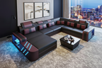 Black and red sectional with drop shadow