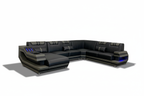 Celine Modern Leather Sectional with LED Light