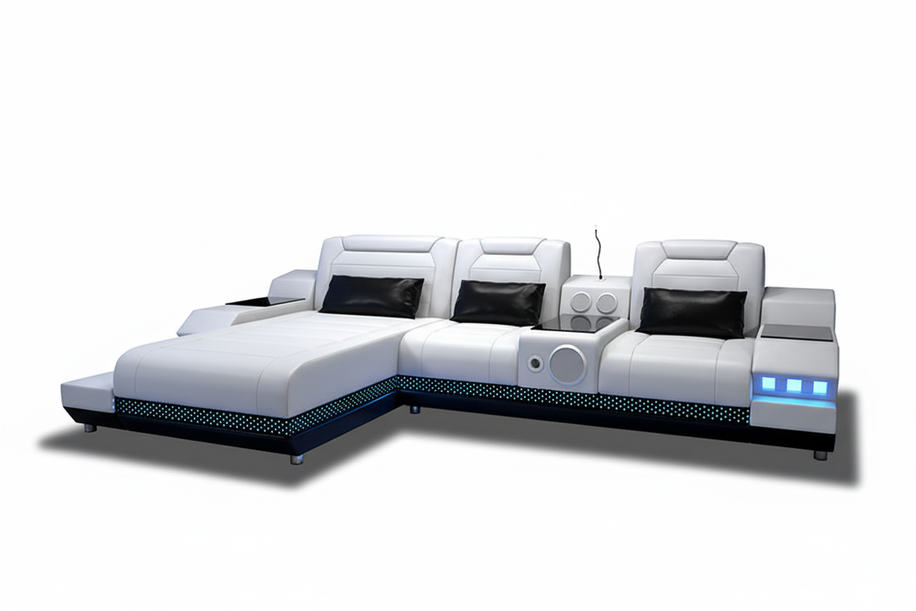 Celsius Mini Modern Leather Sectional - Blank Background 1