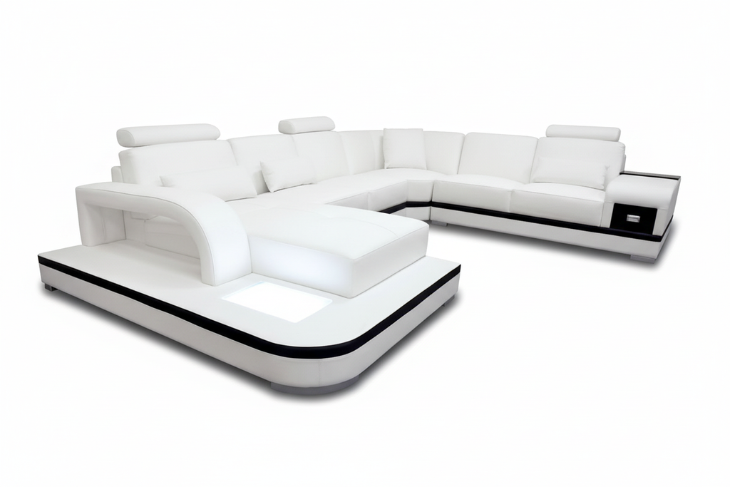 Everly Leather Sectional with LED Lights