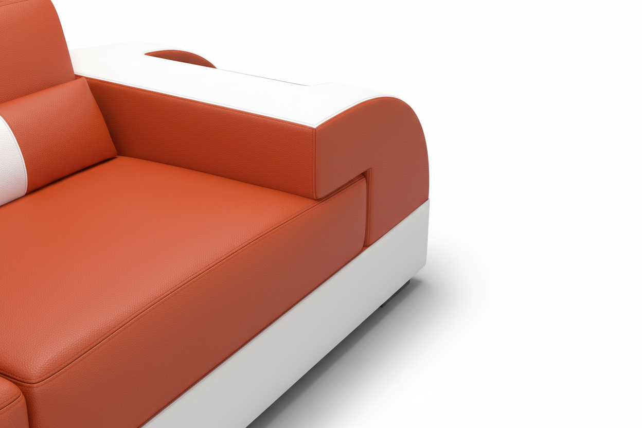 Piliu Leather Corner Sectional with Side Storage - Armrest Detail