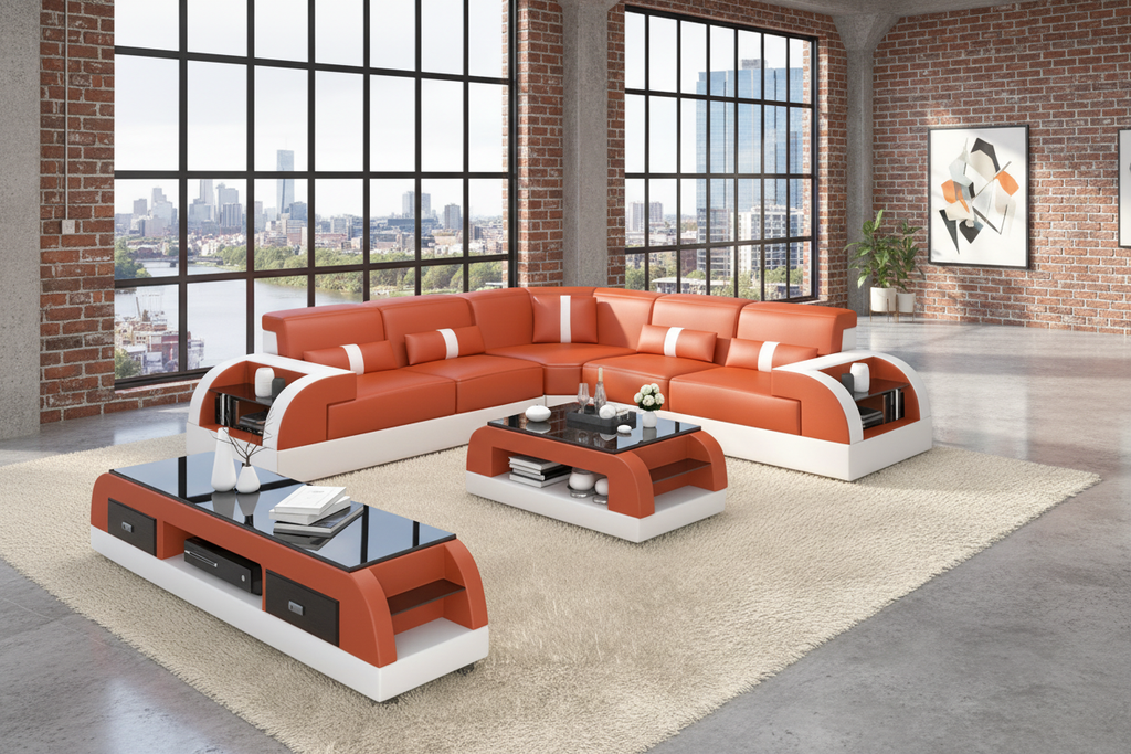 Piliu Leather Corner Sectional with Side Storage - Melbourne