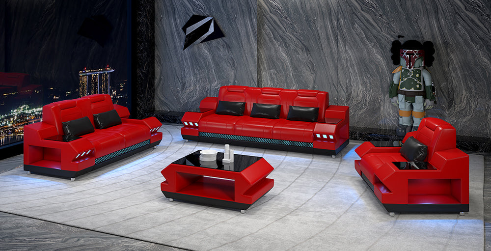 Celsius Modern Leather Sofa Set