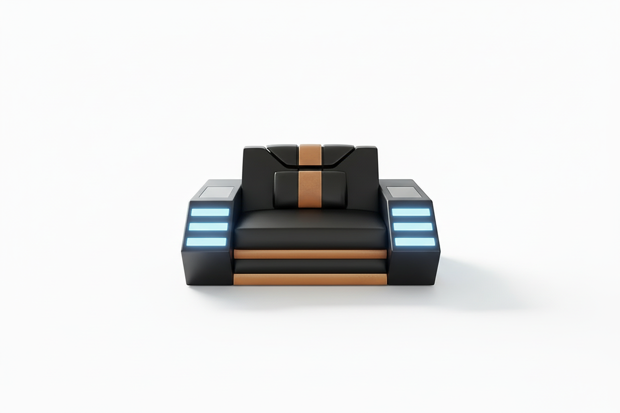 Steffi Leather Sofa Set - armchair with LED lights and medium shadow