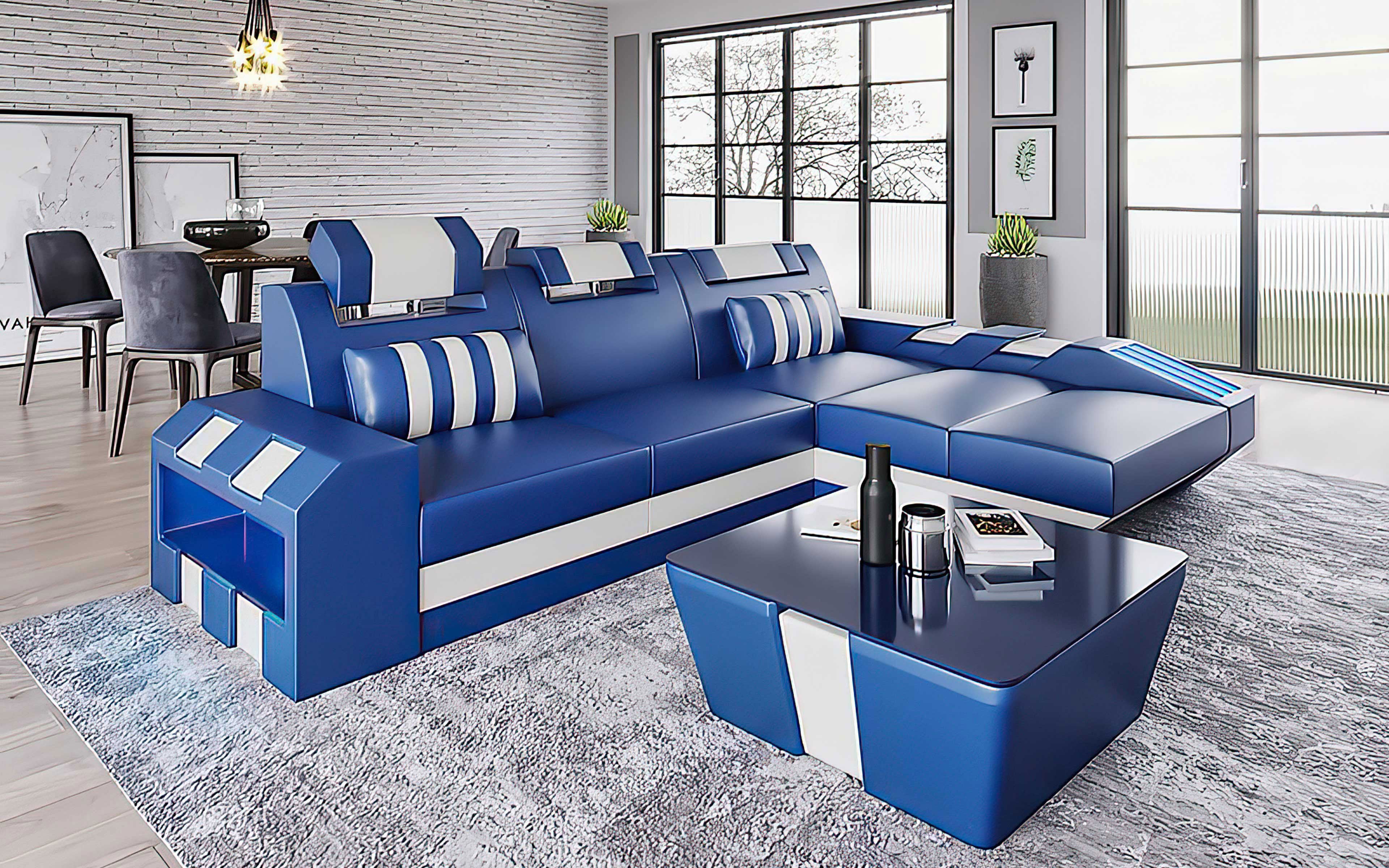 Cosmo Compact LED Sectional - Small Space Party Couch with Mood Lighting