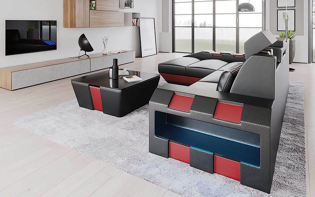 Cosmo Compact LED Sectional - Small Space Party Couch with Mood Lighting