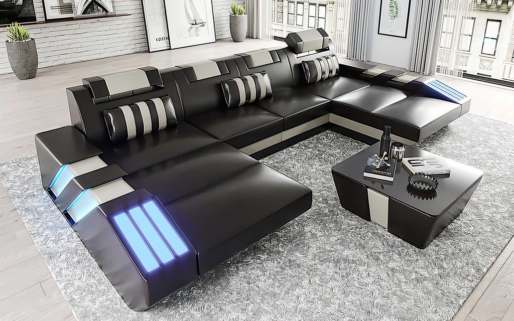 Cosmo Double Chaise U-Shape LED Sectional - Ultimate Lounge Sofa