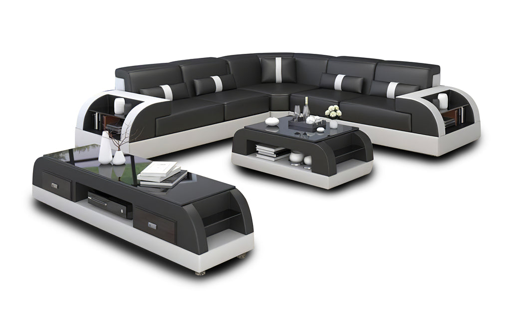 Piliu Leather Corner Sectional with Side Storage